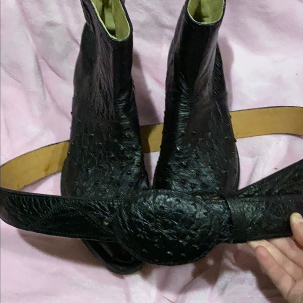 men’s  real ostrich boots and belt